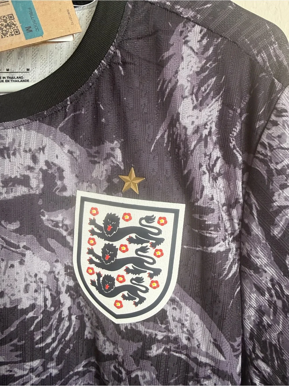Nike England Football Jersey - Black & Gray Swirl